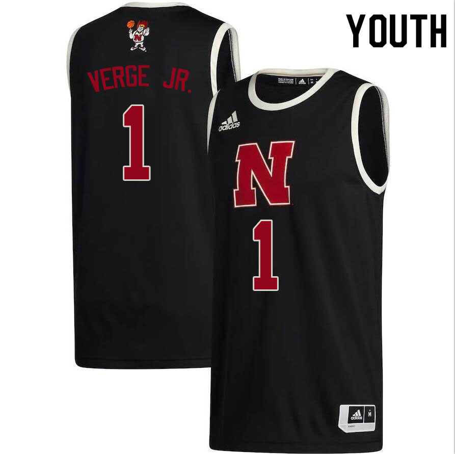 Youth #1 Alonzo Verge Jr. Nebraska Cornhuskers College Basketball Jerseys Sale-Black - Click Image to Close